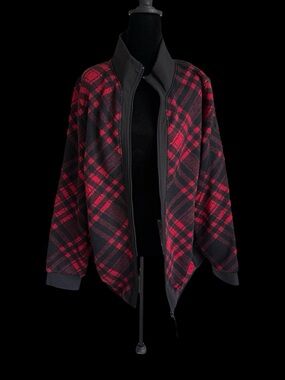 Talbots Black and Red Plaid Zip-Front Jacket